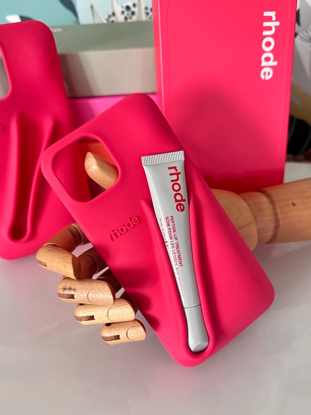 NEW Rhode Lip Gloss Holder Case Hot Pink Silicone | NIB iPhone 14/15/16